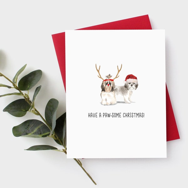 Shih Tzu Christmas Card - Dog Christmas Card - Shih Tzu Holiday Card - Shih Tzus - Dog Card