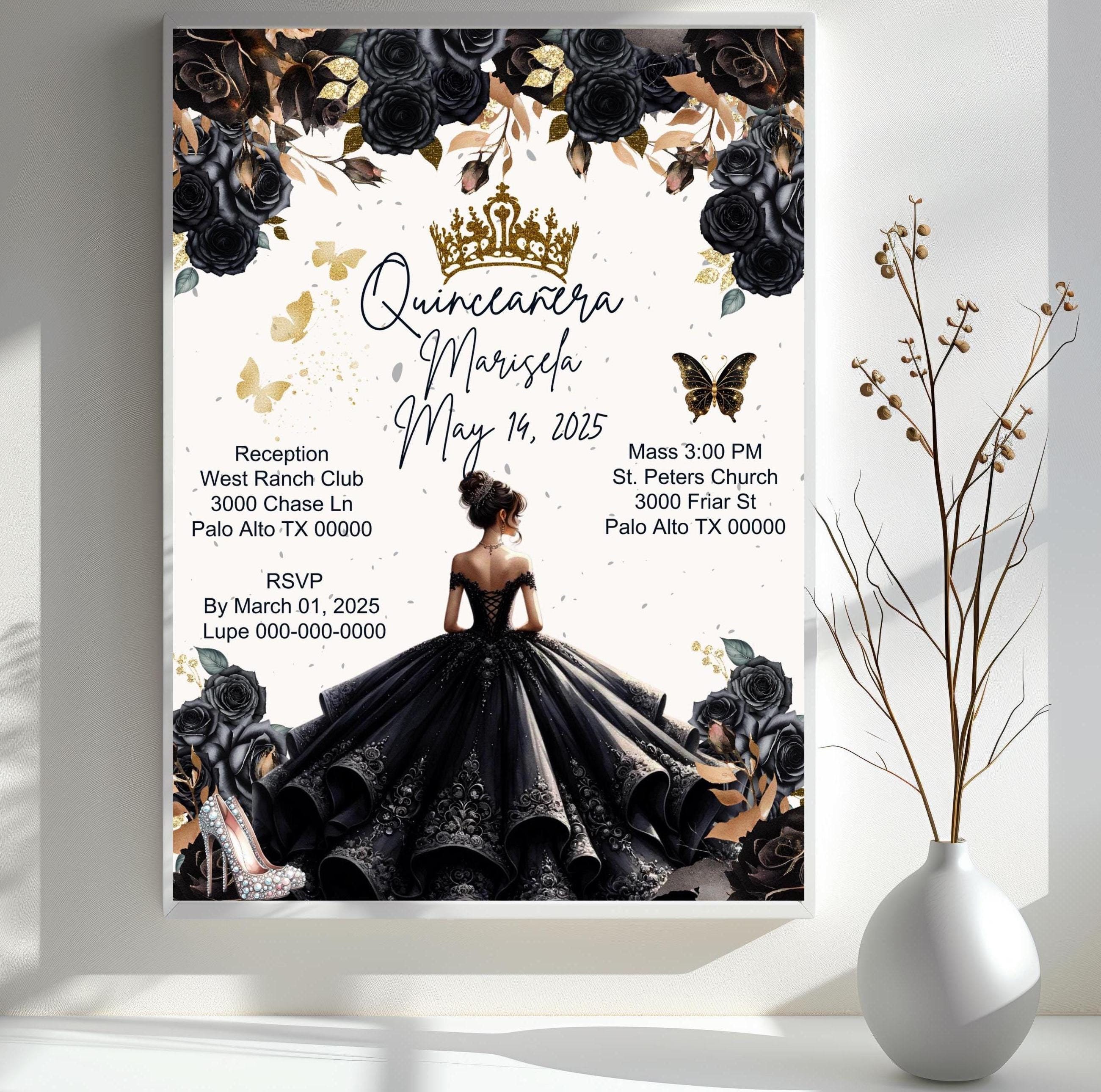 Black and Gold Quinceanera Dress - Etsy