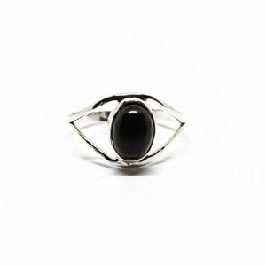 Black Obsidian ring set in sterling silver 925. Size - 5, 6, 7, 8, 9. Natural authentic Oval black obsidian.