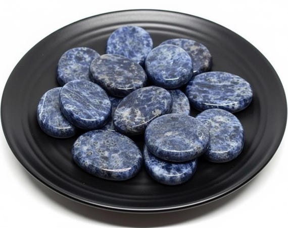 Sodalite palm, Pocket, Gemstone, Oval, Healing, Crystal, Metaphysical, Altar, Polished, Authentic, Spirituality