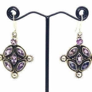 Vintage , Amethyst, Earrings, Sterling Silver, One of Kind, Statement, Dangle, Drop Earrings, Natural