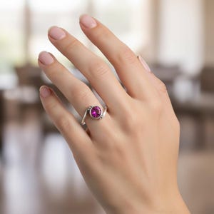 Ruby Ring Sterling Silver Stackable Handmade Boho