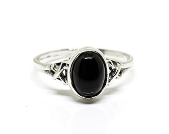 Obsidian Ring Natural Black Gemstone Band GG7-8 Healing Crystals and Stones 