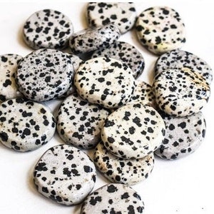 Dalmation Japser Crystal Palm, Worry, Flat, Smooth, Pocket, Stone, Healing, Altar. Metaphysical 1 pcs, 5pcs, 10pcs wholesale.