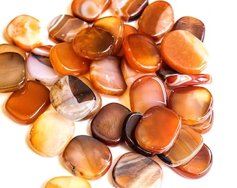 Carnelian Palm Stone, Flat Oval Worry Stone, Healing Crystal
