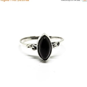 Black Obsidian ring set in sterling silver 925. Size - 5, 6, 7, 8, 9. Natural Authentic Marquise Black Obsidian. Dainty Ring