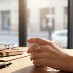 Handmade Sterling Silver Cuban Chain Ring, 5mm Thick