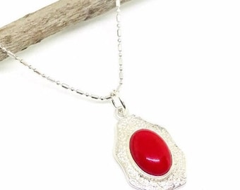 Red Jasper Pendant, charm, necklaces, Sterling Silver, dainty, Gift For Her, Jewelry, Minimalist