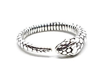 Sterling silver, Snake, Ring, Solid 925 silver, Adjustable, Dainty, Stackable, Ring