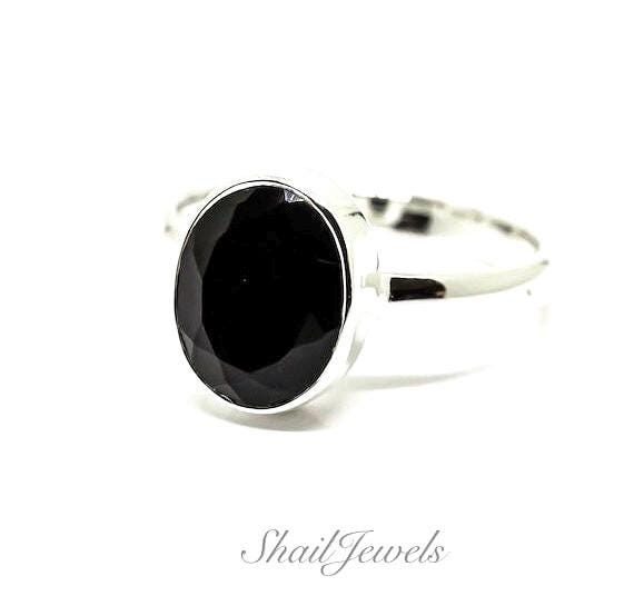 Bague Bijoux Tourmaline Noire Bague Large Ajustable à Perle De