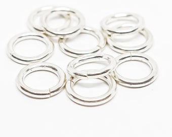 10mm Sterling Silver Open Jump Rings, Handmade Jewelry Supplies