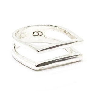 Double Bar Sterling Silver Ring, Simple, Dainty Ring, Solid 925 Silver, Minimalist, Stackable Ring, Ring Size -6, 7, 8