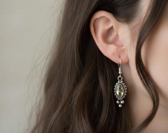 Citrine Sterling Silver Dangling Earrings