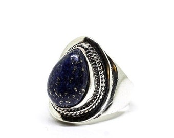 Lapis lazuli ring set in Sterling silver 925. Ring Size -6, 7, Natural authentic lapis lazuli stone. Dainty stackable ring