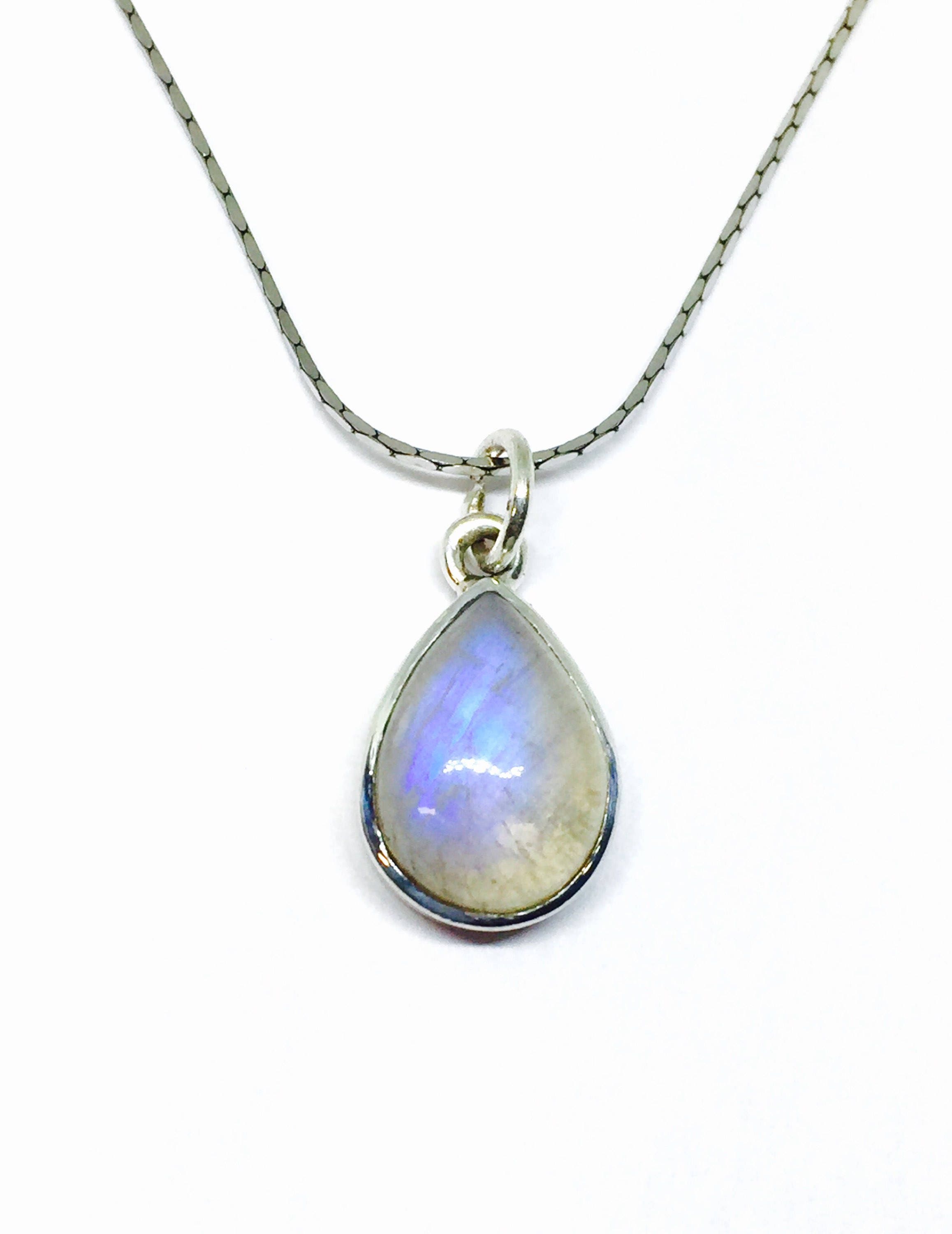 Moonstone Pendant necklaces set in Sterling silver 925. Etsy