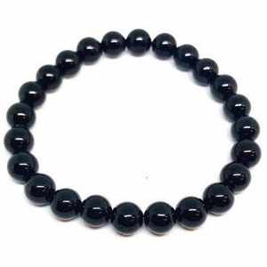 Black Tourmaline, Bead, Stretch, Bracelet, 8mm, round, polished, Unisex, Protection, Bracelet, His, Her, Jewelry, Authentic