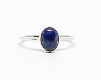 Lapis Lazuli Ring Set in Sterling Silver 925. Ring Size -6, 7, 8, 9. Natural authentic lapis lazuli stone. Dainty stackable ring