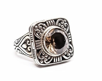 Genuine Smoky topaz Sterling silver ring Size -6, 8, 9. Natural genuine smokey topaz stone. Solid 925 sterling silver.