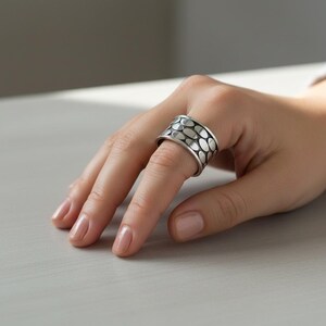 Sterling Silver Cigar Statement Ring Band Unisex