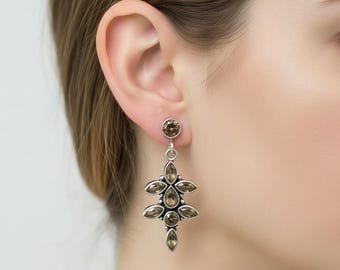 Citrine Sterling Silver Statement Earrings