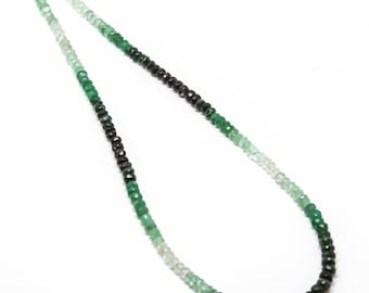 Collier de perles d'émeraude naturelles, perles de 2-3 mm à facettes, multicolore, pierre de naissance de mai