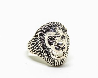 Sterling Silver 925 Lion Ring, Bikers Ring, Unisex Ring, Ring Size 9, 10, 11, Solid 925 Silver