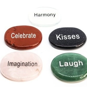 Engraved Word Stone, Genuine Gemstone, Altar Decor