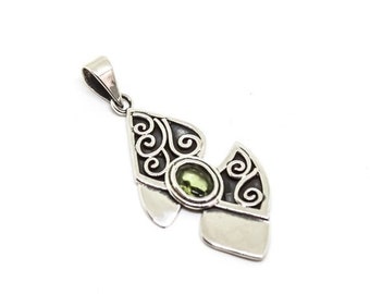Natural Peridot Pendant, Necklace Sterling Silver, Statement, August Birthstone, Women, Gift, Boho