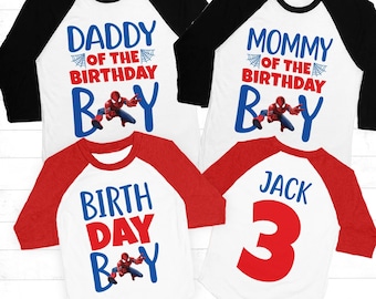 Spiderman birthday shirt, spiderman family birthday shirts, Matching shirts, Superhero Party shirts, Spiderman personalized shirts, raglan