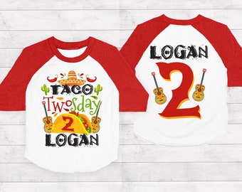 Taco camisa de cumpleaños, camisa de cumpleaños de dos días, camisa de cumpleaños mexicana, camisa de cumpleaños fiesta, camisa de cumpleaños 2 º, camisa de cumpleaños, cumpleaños