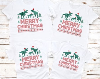 Merry Christmas Dinosuar Shirt, Dinosaur Christmas Shirt, Family Christmas Dinosaur Shirt, Ugly Christmas Shirt, Matching Christmas Gift