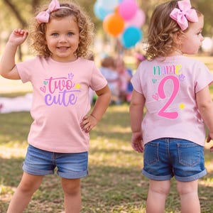 Two Cute Shirt, 2nd Birthday Shirt, Second Birthday Shirt, Girls Birthday shirt, Retro Shirt, Cute Birthday Girl, Pink Colorful fun tee