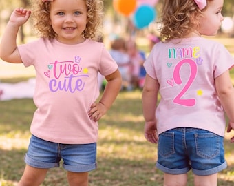 Two Cute Shirt, 2nd Birthday Shirt, Second Birthday Shirt, Girls Birthday shirt, Retro Shirt, Cute Birthday Girl, Pink Colorful fun tee