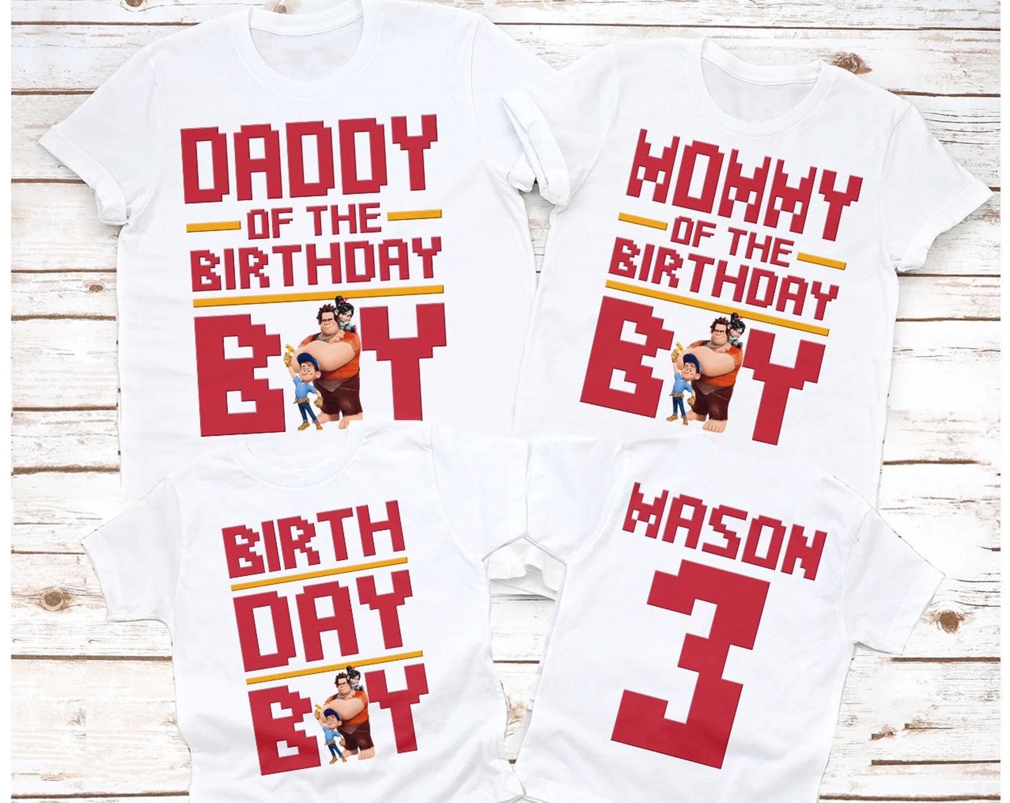Discover Wreck it ralph birthday shirt, family wreck it ralph birthday shirt, Vanellope shirt, personalized birthday shirt, wreck it ralph white tee