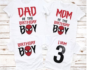 Spiderman birthday shirt, spiderman family shirts, superhero birthday party shirt, spiderman party, personalized spiderman white tee