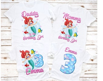 Little Mermaid Birthday Shirt, Ariel Birthday shirt, Little Mermaid Family Birthday shirt, Girls Birthday shirt, Little Mermaid Party Shirt