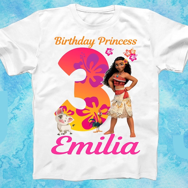 Moana Birthday Shirt, Moana Family Shirts, Personalized Moana tshirt, Birthday Girl Shirt, Princess Birthday, Moana Outfit, Custom Moana tee