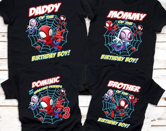 Spidey and His Amazing Friends Birthday Shirt, Spiderman Family Birthday Shirts, SuperHero Birthday Shirts, Boy Birthday Shirt, Custom  Tee