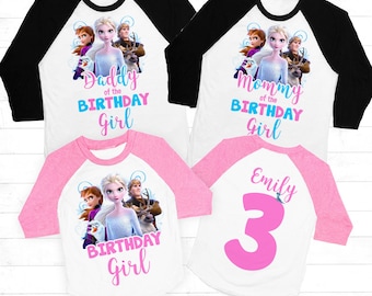 Frozen Birthday Shirt, Elsa Birthday shirt, Frozen Family Birthday shirt, Girls Pink Birthday raglan,  Elsa Party Shirt, Princess shirt