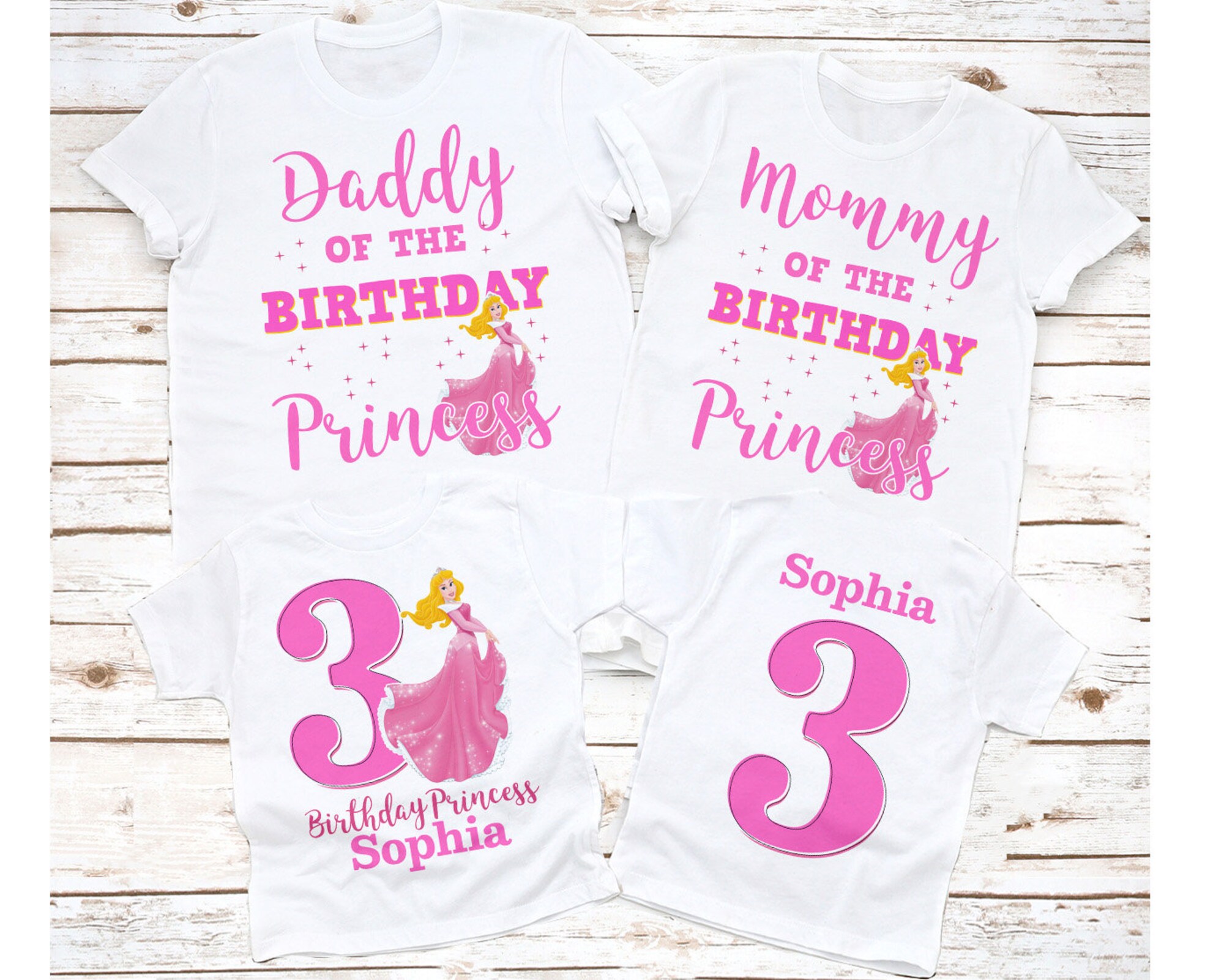 Sleeping Beauty Birthday Shirt, Aurora Birthday shirt, Princess Aurora Family Birthday shirt, Girls white Birthday shirt, custom birthday