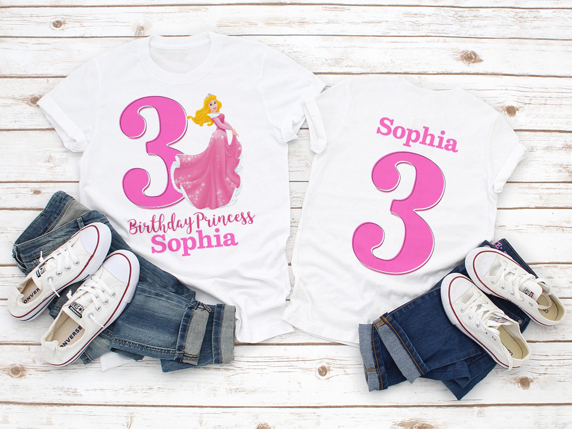 Sleeping Beauty Birthday Shirt, Aurora Birthday shirt, Princess Aurora Family Birthday shirt, Girls white Birthday shirt, custom birthday