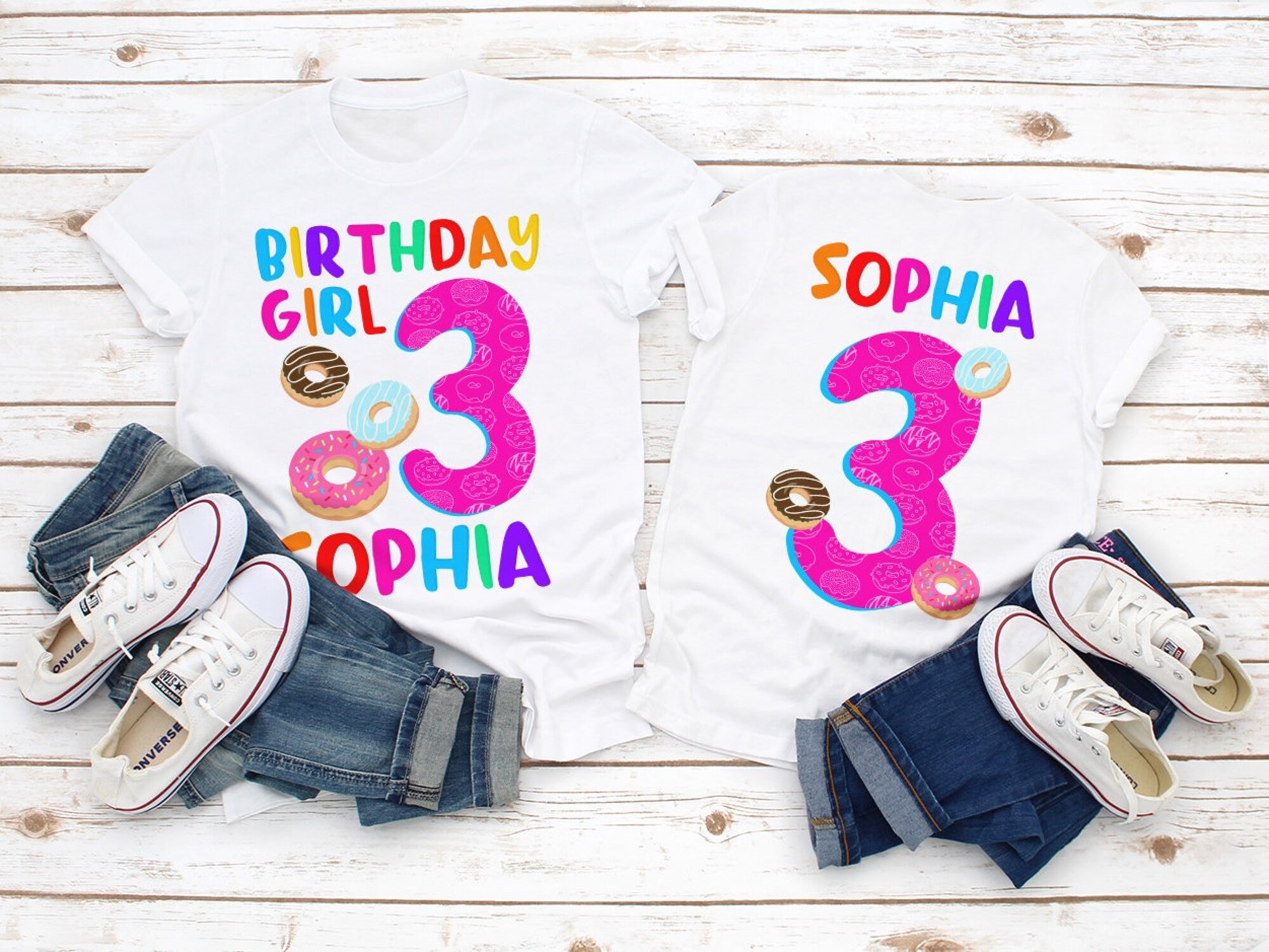 Donut birthday shirt, Girl donut matching family shirts, donut birthday girl, First birthday gift, Donut Shirt set, birthday white shirt