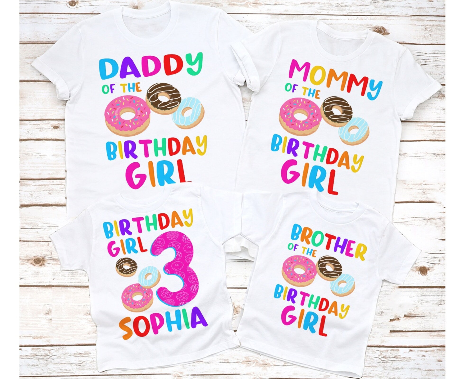 Donut birthday shirt, Girl donut matching family shirts, donut birthday girl, First birthday gift, Donut Shirt set, birthday white shirt