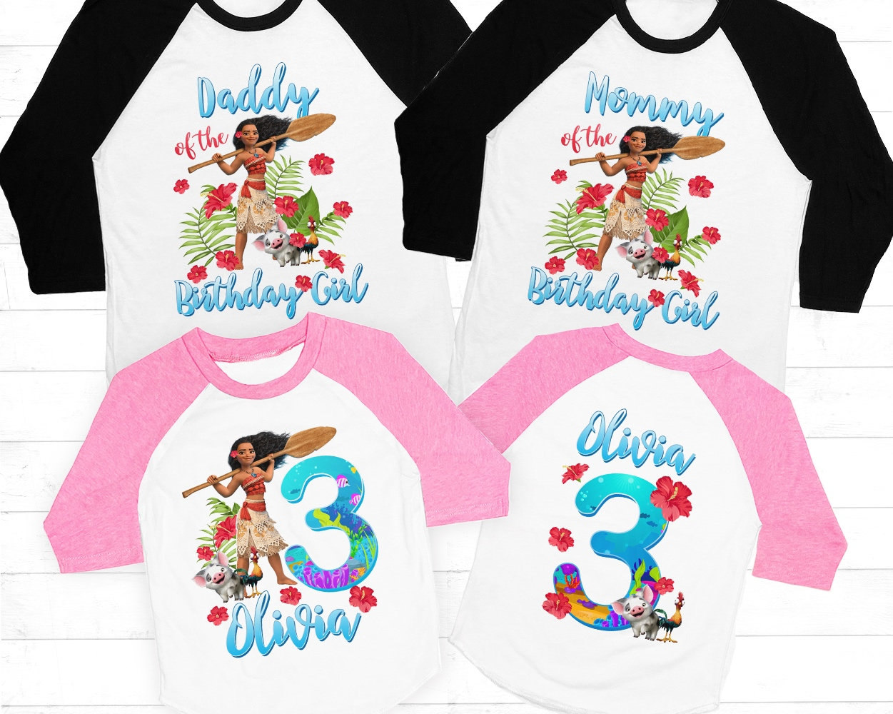 moana birthday shirts for family