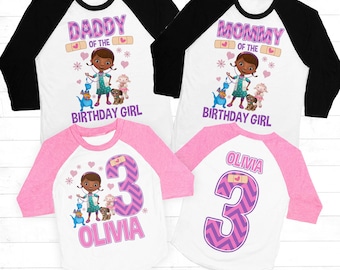 Doc Mcstuffin Birthday Shirt, Doc Mcstuffin Mommy shirt, Doc Mcstuffin Matching Family Birthday shirts, Doc Mcstuffin girls shirt, Raglan