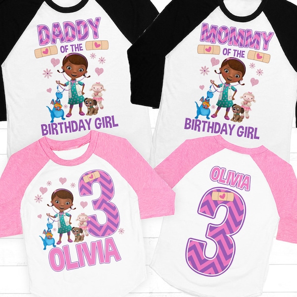 Doc Mcstuffin Birthday Shirt, Doc Mcstuffin Mommy shirt, Doc Mcstuffin Matching Family Birthday shirts, Doc Mcstuffin girls shirt, Raglan