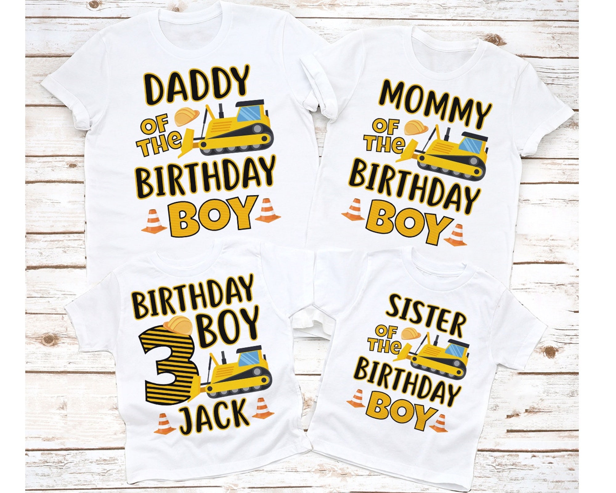 Discover Construction birthday shirt, bull dozer shirt, truck tee, First Birthday Boy Shirt, Construction Birthday Family Shirt, White Tee,  Party