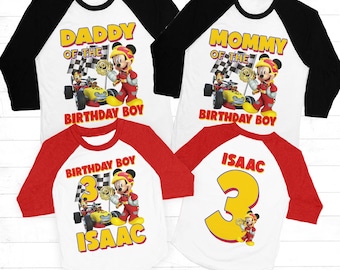 Mickey mouse roadster racers birthday shirt, personalized name and age Mickey racers, mickey tee, Mickey mouse birthday shirt,Mickey raglan