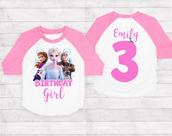 Frozen Birthday Shirt, Elsa Birthday shirt, Frozen Elsa Birthday shirt, Girls Pink Birthday raglan,  Elsa Party Shirt, Princess shirt