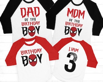 Spiderman birthday shirt, spiderman family shirts, superhero birthday party shirt, spiderman party, personalized spiderman birthday raglan
